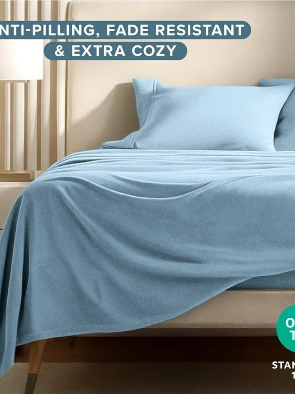 Queen Bare Home Light Blue Polar Fleece Sheet Set - Ultra Soft Bedding